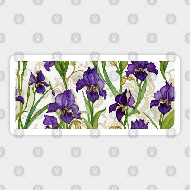 Purple Irises Sticker by This and That Designs